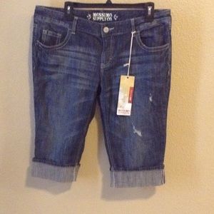 Mossimo Supply Co. Dark Blue Rolled Cuff Denim Capris